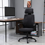 Chaise bureau ergonomique, fauteuil de bureau en maille, appui-tête, hauteur réglable, 64 x 55 x 116-126 cm, noir