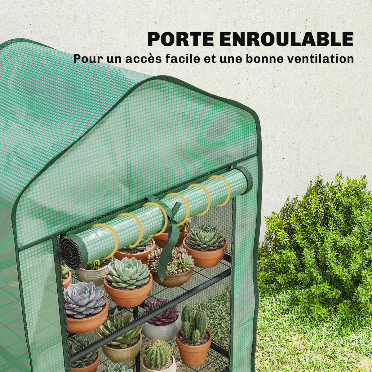 Serre de jardin avec étagères 3 niveaux, serre de balcon, bâche renforcée PE, châssis en acier, 59 x 39 x 127 cm, vert
