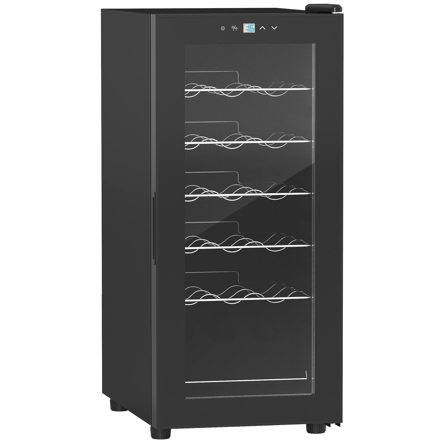 Cave à vin 18 bouteilles 50L haute performance température réglable 5-18° avec lumière LED, noir