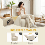 Fauteuil inclinable, fauteuil de relaxation avec repose-pieds, pivotant à 360° et basculant, 76 x 94 x 100 cm, beige