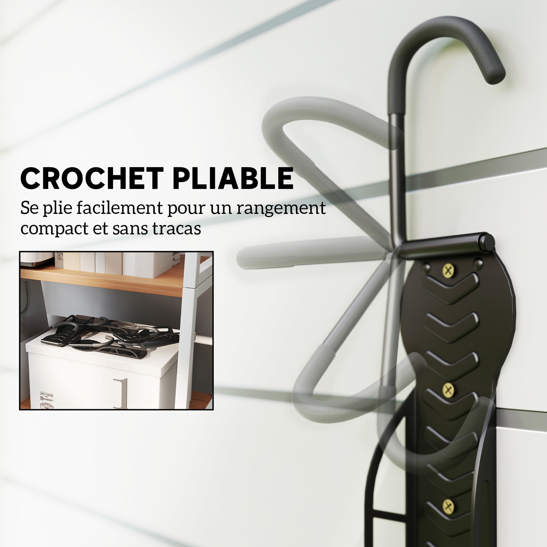 Lot de 4 support de vélo mural crochet de mur pour cintre de vélo pour intérieur et extérieur 25,5 x 10,5 x 4 cm noir