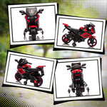 Moto électrique enfants 6 V, voiture électrique enfants avec roues d'entraînement, effets lumineux et sonores, rouge