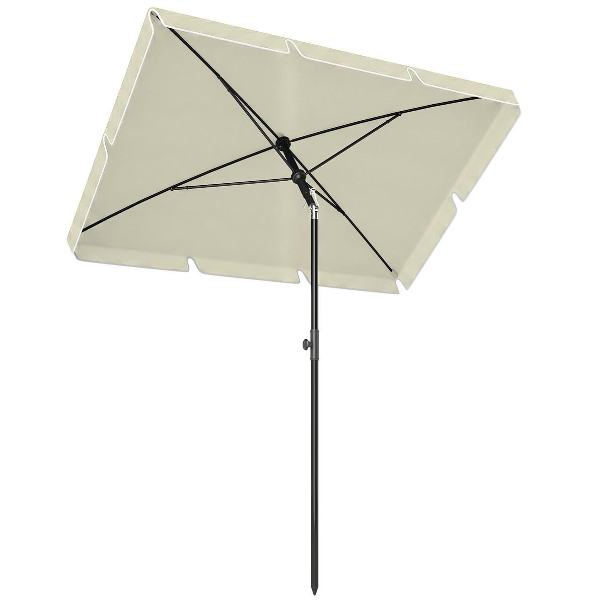 Ombrellone da giardino ombrellone dritto rettangolare inclinabile alluminio metallo poliestere ad alta densità 2 x 1,3 m beige chiaro