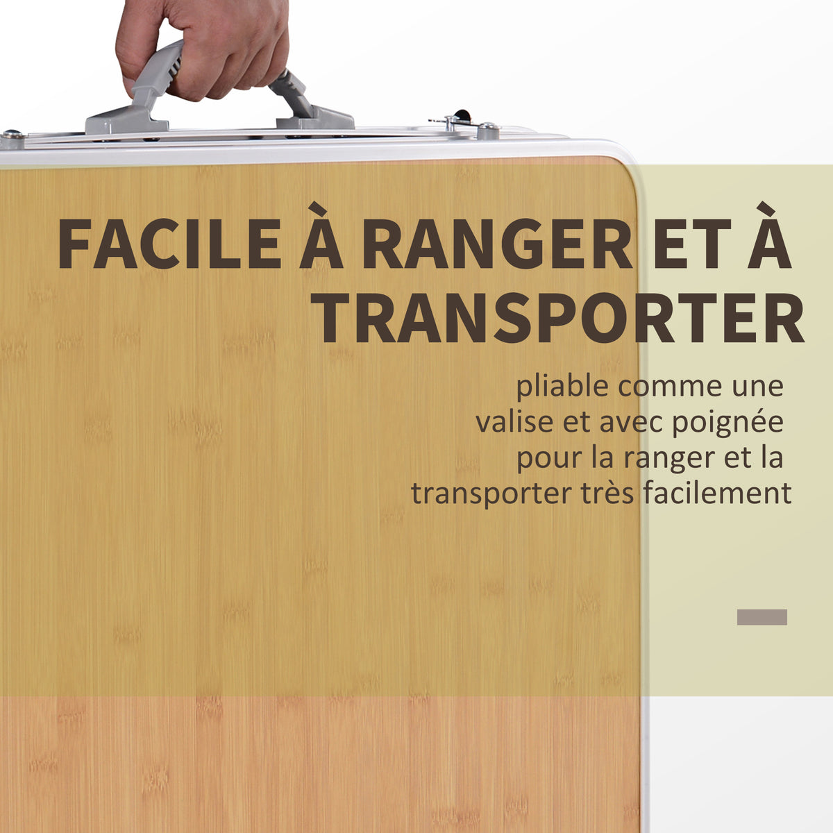 Table Pliante Table de Camping Table de Jardin avec rallonge Hauteur réglable Aluminium MDF Imitation Bambou