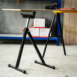 Servante d'atelier à rouleau pliable, support avec rouleau hauteur réglable 68 à 110 cm, charge max. 90 kg, noir