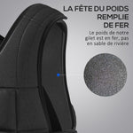 Gilet Lesté Réglable Veste Lestée 20 Kg Max. Poids Amovibles Entrainement Musculation Exercice Boxe Oxford Noir