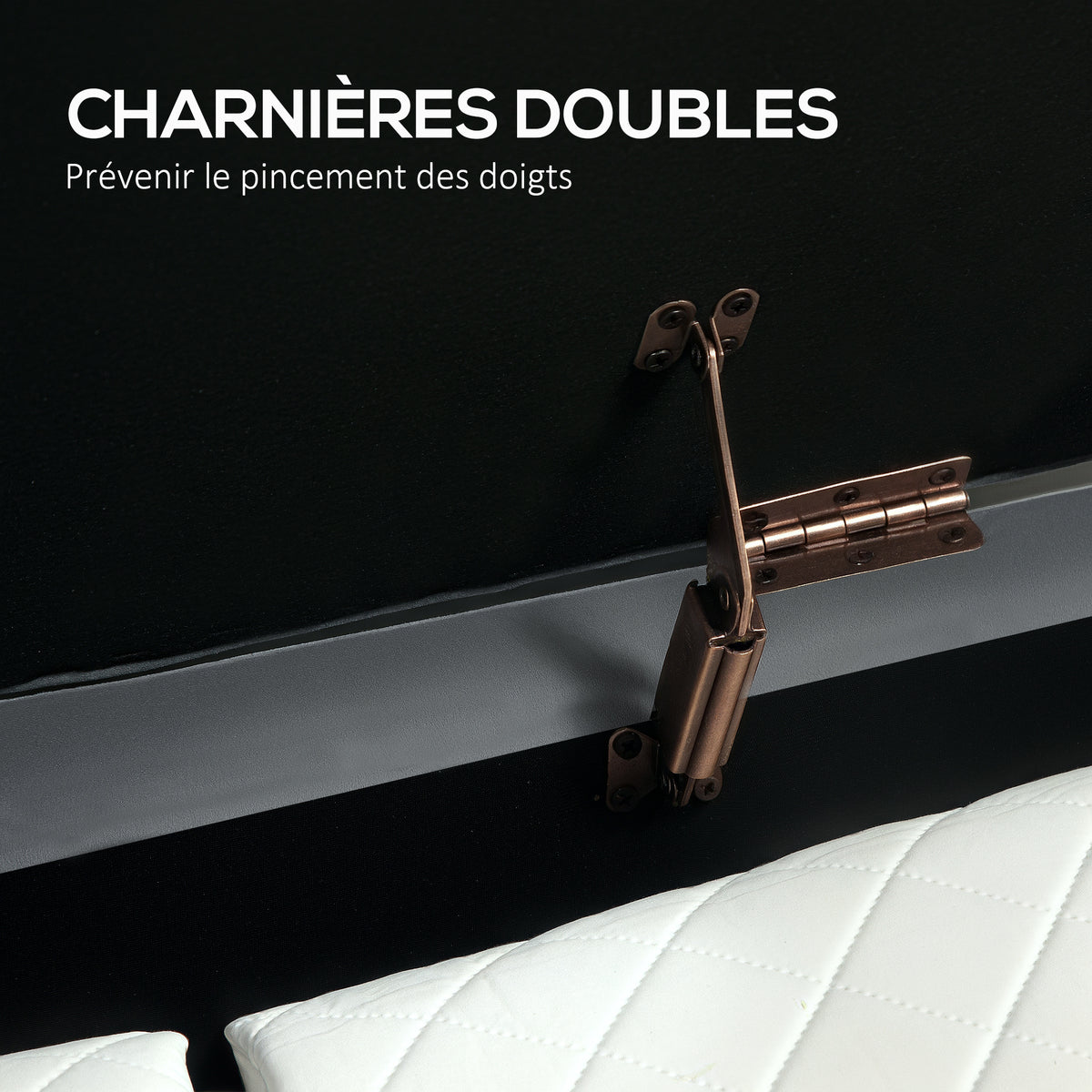 Banc de rangement, bout de lit en velours avec couvercle, pieds en métal, capacité 72 L, 107x42x45,5cm, gris