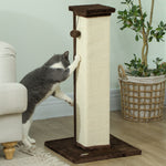 Griffoir pour chat poteau griffoir chat en sisal et peluche, boule suspendue base stable 41 x 41 x 81 cm marron et crème