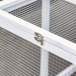 Clapier cage à lapins cottage - niche supérieure avec rampe et enclos extérieur - plateau coulissant, toit