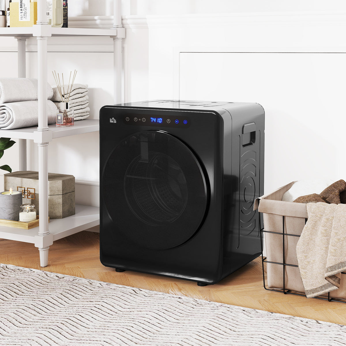 Sèche linge à évacuation, sèche-linge électrique 1000 W 3 Kg, modes Extra Dry et ECO, minuterie, acier inoxydable, noir