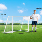 But de football cage de foot but d'entrainement en PVC - piquets inclus - dim. 180L x 92l x 124H cm blanc