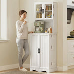 Buffet haut cuisine armoire de cuisine 4 portes 8 porte-épices plan de travail étagère réglable 60x39,5x179,6cm blanc