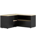 Corner TV stand, television bench for up to 40 inches with 2 cabinets and 3 compartments, 90 x 90 x 45 cm, oak and black