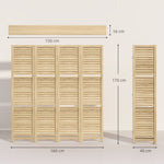 Paravent intérieur 4 panneaux 160L x 170H cm 3 étagères pliables séparateur de pièce portes persiennes naturel