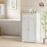 Mobile da bagno mobiletto con 2 cassetti doppia anta arcuata ripiani regolabili 60x30x108cm bianco
