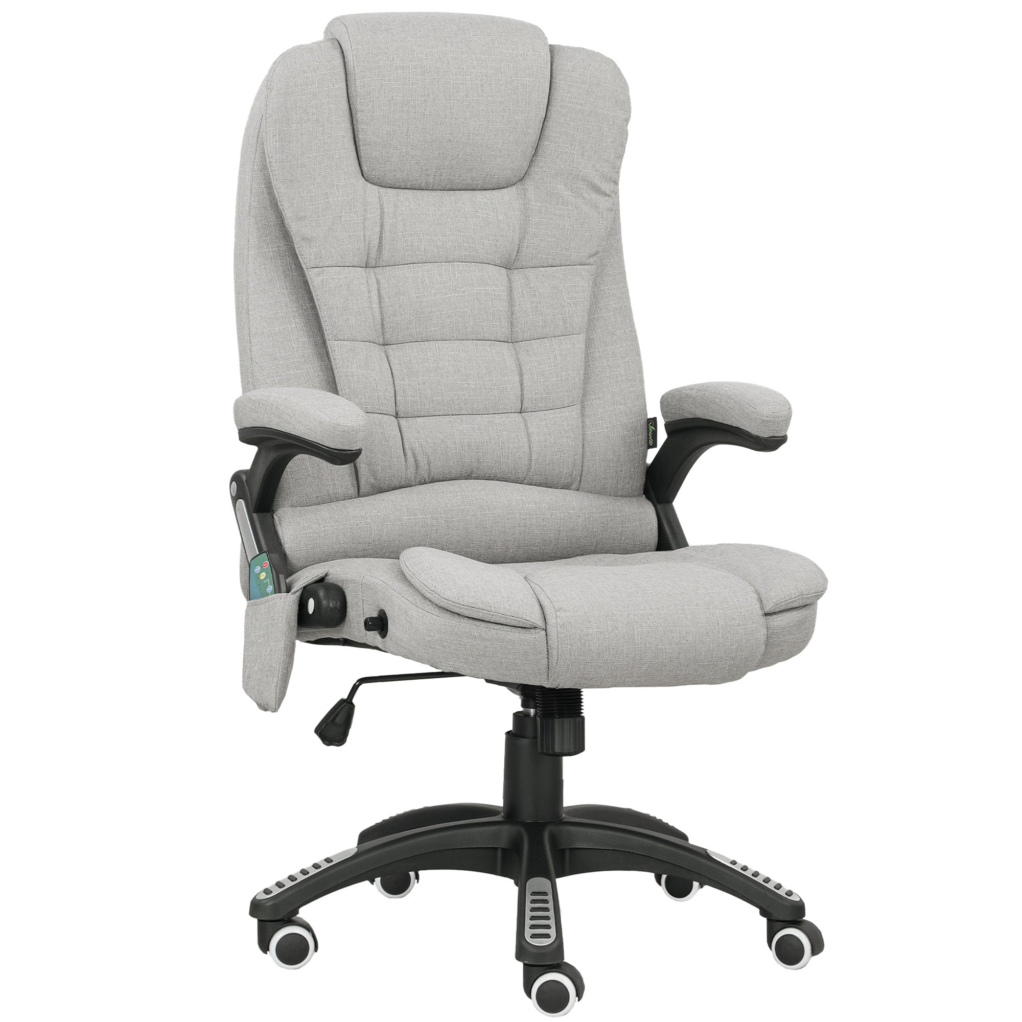 Fauteuil de bureau massant et chauffant chaise de bureau avec hauteur réglable dossier inclinable et télécommande gris
