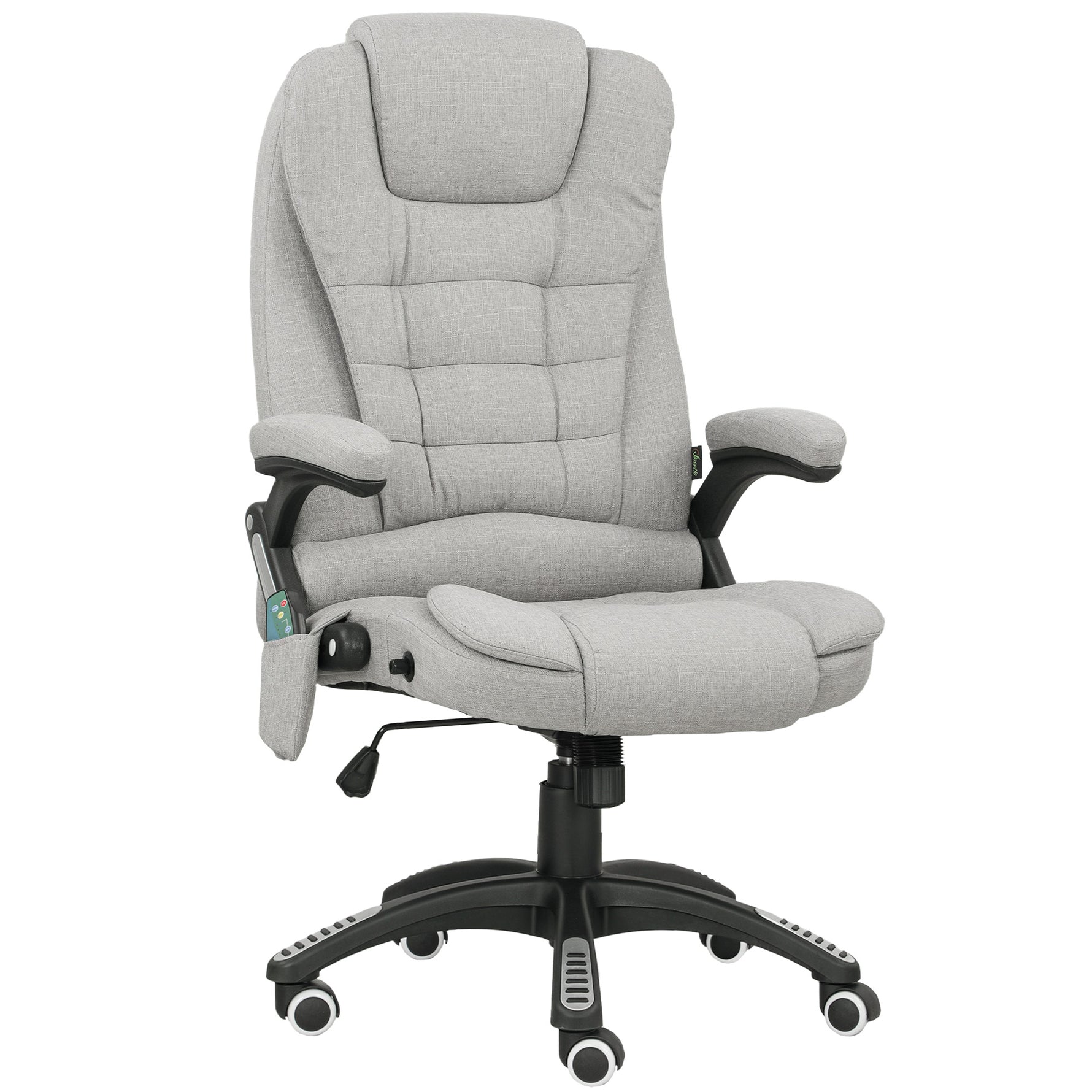 Fauteuil de bureau massant et chauffant chaise de bureau avec hauteur réglable dossier inclinable et télécommande gris