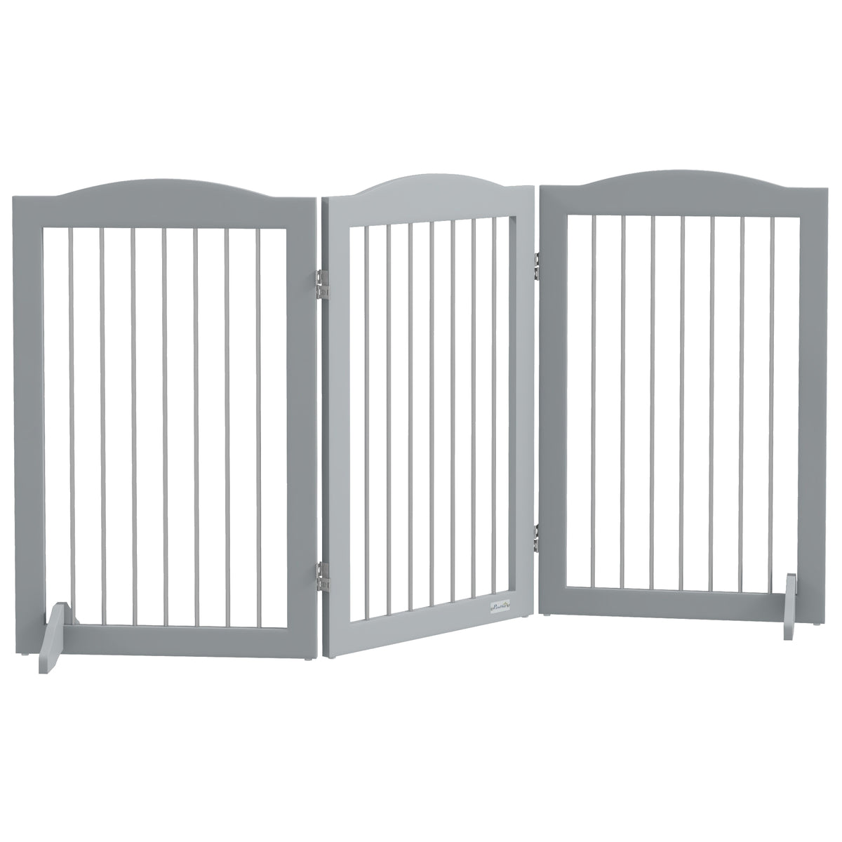 Barriere de sécurité pliable barrière chien trois plaques avec deux pieds de soutien 154 x 30 x 80 cm gris