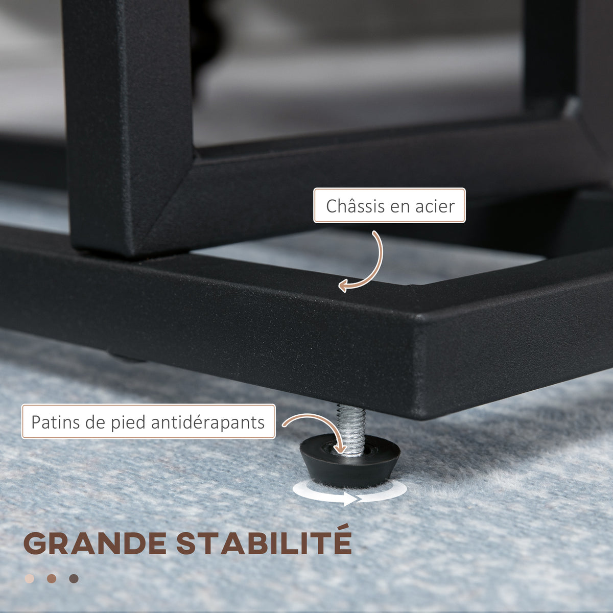 Tavolino da divano con portariviste struttura in acciaio design industriale 49 x 19 x 55 cm nero marrone scuro