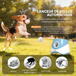 Lanceur de Balles Automatique avec 3 Balles en ETPU, 3 Réglages de Distance 6m/10m/14m, Intérieur et Extérieur, Bleu