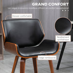 Set di 2 sedie da pranzo stile vintage seduta rivestimento sintetico 53l x 54P x 81H cm nero marrone