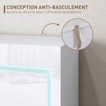 Buffet salon, meuble de rangement avec éclairage LED 4 tiroirs portes à fermeture douce 120 x 34 x 80 cm, blanc brillant