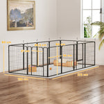 Parc pour chien, enclos chien 12 panneaux modulable et pliable, portable en acier avec porte 68 x 80 noir