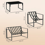 Salon de jardin 4 pièces 4 personnes avec canapé 2 places, 2 fauteuils et 1 table basse gris