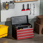 Boite à outils métallique coffret à outils caisse à outils 4 tiroirs + plateau tôle acier 51 x 22 x 39,5 cm noir