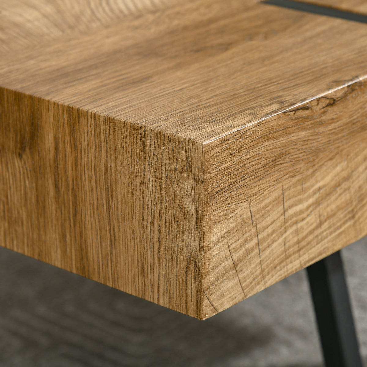 Table Basse rectangulaire Style Industriel piètement épingle métal Noir Plateau Aspect Ancien bastaing, 105 x 60 x 42 cm, Bois