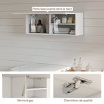 Armoire murale de salle de bain, meuble de rangement suspendu avec porte à charnières, 80 x 25 x 30 cm, blanc