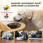 Gamelle chien surélevée de 3 hauteurs ajustables gamelle pour chien 2 bols acier inoxydable 63 x 58,5 x 40 cm chêne