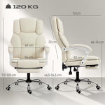 Chaise bureau ergonomique, fauteuil de bureau avec dossier inclinable, hauteur réglable, 64x73x112-120cm, beige