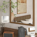 Miroir mural arche, 110 x 65 cm Cadre en bois, Miroir arqué pour le salon, la chambre, l'entrée, brun foncé