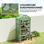 Serre de jardin Serre 5 niveaux avec 1 porte enroulable, Bâche en PE Renforcée Résistante dim. 90L x 49l x 193H cm