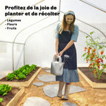 Serre Tunnel de Jardin 13,35 m² dim. 4,5L x 3l x 2H m Porte + 6 fenêtres enroulables Acier galvanisé bâche PE Haute densité Blanc