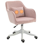Chaise de bureau velours fauteuil bureau massant coussin lombaire intégré hauteur réglable rose poudré