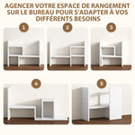Étagère de bureau modulable, organisateur de bureau multifonctionnel, 2 pièces, MDF, blanc