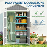 Armoire de Jardin Abri de Jardin Étanche avec Toit en Métal Double Porte pour Outils de Jardinage 105x55x179cm Gris