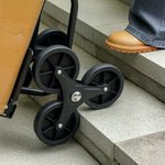 Klappbare Treppensackkarre 120 kg mit 6 Rädern, Stahl-Transportkarre mit Spanngurten, 44x67x106,5 cm, schwarz