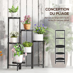 Support pour plantes 6 niveaux étagère plante ajustable et pliable en métal design sans vis porte 60 x 40 x 80 cm noir