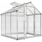 Serre de jardin en aluminium polycarbonate, serre avec fenêtres supérieures réglables, porte battante, abri extérieur résistant aux intempéries pour plante fleur, 242x190x195 cm, transparent