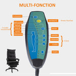 Fauteuil de bureau massant, chaise de bureau, chaise ergonomique avec hauteur réglable, dossier inclinable, repose-pied intégré et télécommande filaire, pivotant à 360°, toile de lin noir