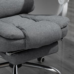 Fauteuil de bureau manager chaise pour ordinateur avec repose-pied dossier inclinable accoudoirs rembourrés en lin gris