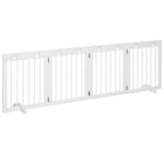 Barrière de sécurité barrière modulable pliable pour animaux de compagnie 4 panneaux en bois de pin massif 204 x 30 x 61 cm blanc