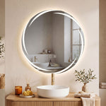 Espejo de baño redondo Ø 60 cm con LED delanteros y traseros, antivaho, altavoz Bluetooth, intensidad regulable