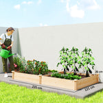 Carré Potager de jardin en Bois massif, Jardinière Surélevé avec séparateur, 235 x 121 x 26 cm, effet Bois Naturel
