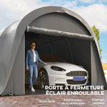 Carport tente de garage 3,6 x 7,2 m abri voiture extérieur tente de stockage avec parois latérales amovibles, gris foncé