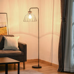 Lampadaire lampe à pied design élégant en métal avec décoration en rotin idéal pour maison bureau restaurant et café 44 x 34 x 154 cm noir