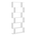 Zickzack-Bücherregal, zeitgenössisches Design, 80B x 23T x 192H cm, 6 Ebenen, Weiß